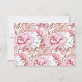 PINK WHITE BOUQUET FLOWER BEWAREN DE DATUM GOLD AANKONDIGING (Achterkant)