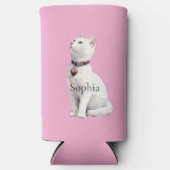 Pink White Cat Heart Necklace Seltzer Blikjeskoeler (Voorkant)