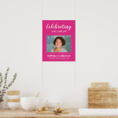 Pink White Celebration of Life with Photo Funeral Poster (Keuken)
