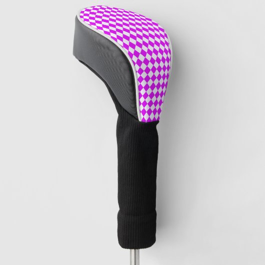 Pink White Checker Diamond Pattern Golfheadcover (Schuin)