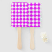 Pink White Checker Diamond Pattern Handwaaier (Voorkant en achterkant)