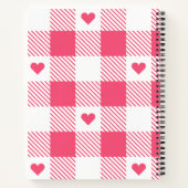 pink &white checkered heart pattern monogram name notitieboek (Achterkant)