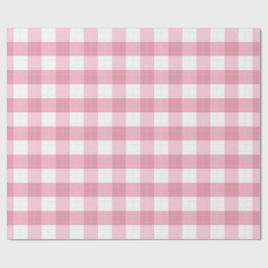 Pink & White Classic Gingham Pattern Cadeaupapier (Vlak)