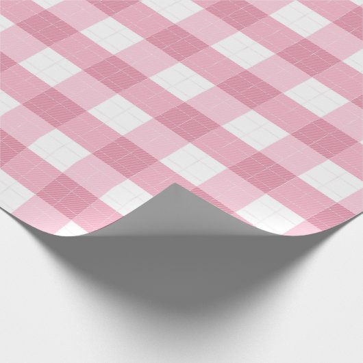 Pink & White Classic Gingham Pattern Cadeaupapier (Hoek)