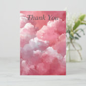 Pink & White Clouds Thank You Card Kaart (Staand voorkant)