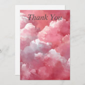 Pink & White Clouds Thank You Card Kaart (Voorkant / Achterkant)