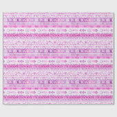 Pink White Cozy Stripes Christmas Cadeaupapier (Vlak)