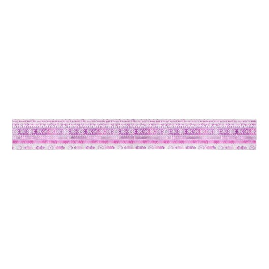 Pink White Cozy Stripes Christmas Grosgrain Lint (Voorkant)
