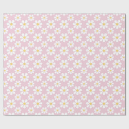 Pink White Daisy Pattern Cadeaupapier
