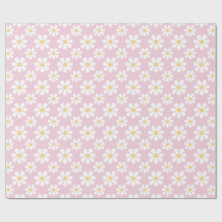 Pink White Daisy Pattern Cadeaupapier