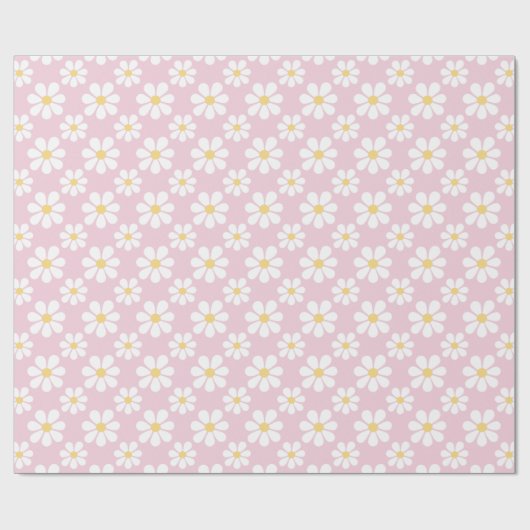Pink White Daisy Pattern  Cadeaupapier (Vlak)