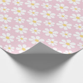 Pink White Daisy Pattern  Cadeaupapier (Hoek)