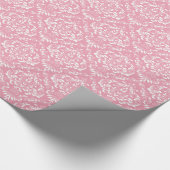 Pink White Damask Patroon Cadeaupapier (Hoek)