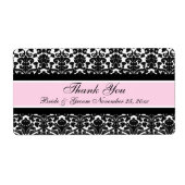 Pink White Damask Wedding Labels (Voorkant)