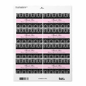 Pink White Damask Wedding Labels (Full Sheet)