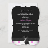 Pink White Diamond Heart Black Polka Dots Birthday Kaart (Achterkant)