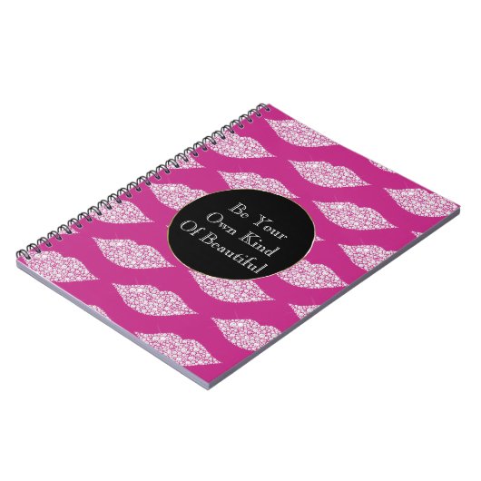 Pink White Diamond Lips Notitieboek (Linkerzijde)