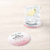 PINK WHITE ELEGANT BEWAAKT DE DATUM Bachelorette Ronde Kartonnen Onderzetter (Insitu)