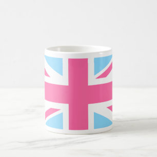 Pink White en Blue Union Jack Vlag Koffiemok