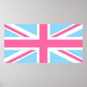 Pink White en Blue Union Jack Vlag Poster (Voorkant)