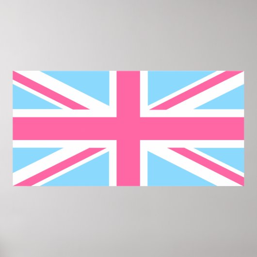Pink White en Blue Union Jack Vlag Poster (Voorkant)