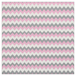 Pink, White en Gray Chevron Pattern Stof