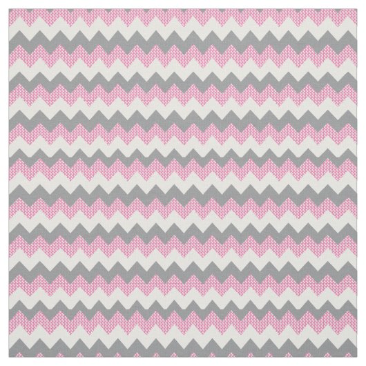Pink, White en Gray Chevron Pattern Stof (Swatch)