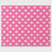 Pink White Fleur-de-lis Cadeaupapier (Vlak)