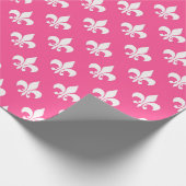 Pink White Fleur-de-lis Cadeaupapier (Hoek)