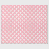 Pink White Fleur de Lis Pattern Cadeaupapier (Vlak)