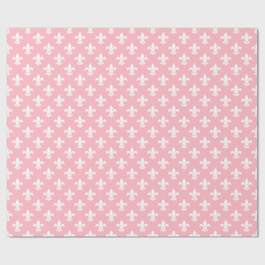 Pink White Fleur de Lis Pattern Cadeaupapier (Vlak)