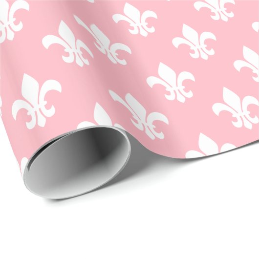 Pink White Fleur de Lis Pattern Cadeaupapier (Rol Hoek)