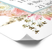 Pink White Floral Baby Birth Stats Personated Poster (Hoek)