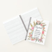 Pink White Floral Birth Stats Personated Baby Notitieboek (Binnen)