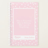 Pink/White Floral Block Quote | Fully Customizable Planner (Voorkant)