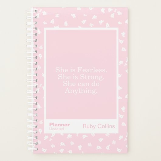Pink/White Floral Block Quote | Fully Customizable Planner (Voorkant)