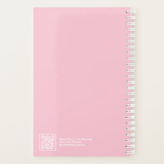 Pink/White Floral Block Quote | Fully Customizable Planner (Achterkant)