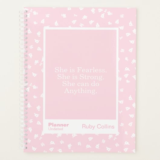 Pink/White Floral Block Quote | Fully Customizable Planner (Voorkant)