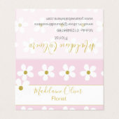 Pink White Floral Daisy Florist Professional Visitekaartje (Buitenkant ongevouwen)