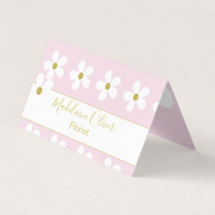 Pink White Floral Daisy Florist Professional Visitekaartje