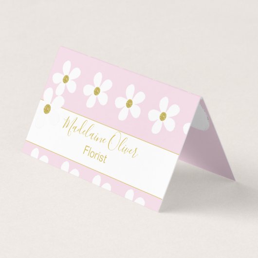 Pink White Floral Daisy Florist Professional Visitekaartje (Voorkant)