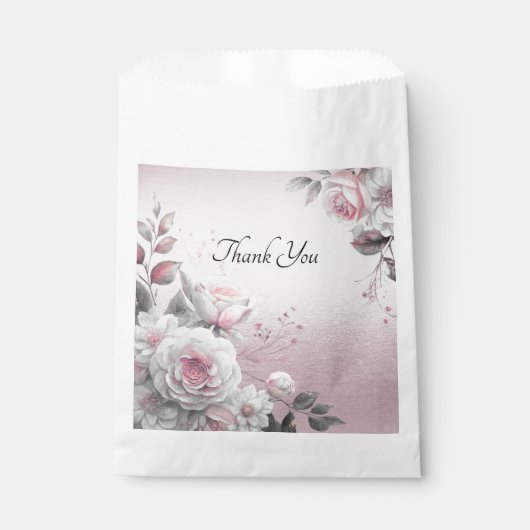 Pink White Floral Favor Bag Bedankzakje (Voorkant)