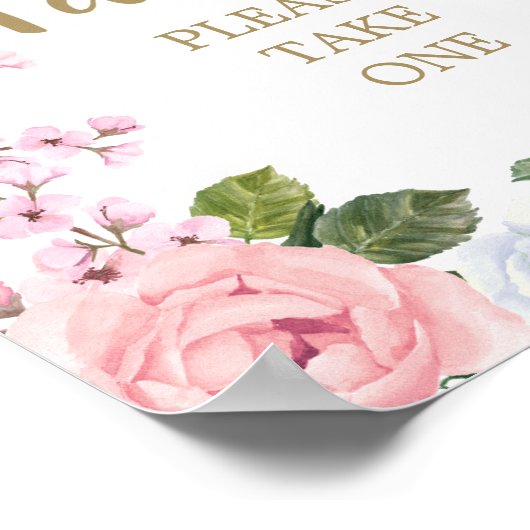 Pink White Floral Favors Baby shower Poster (Hoek)