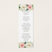 Pink White Floral Foto Funeral Memorial Bladwijzer Mini Visitekaartjes (Achterkant)