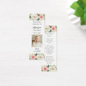 Pink White Floral Foto Funeral Memorial Bladwijzer Mini Visitekaartjes (Bureau)