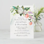 Pink White Floral Greenery Christelijk Wedding Kaart (Staand voorkant)