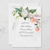 Pink White Floral Greenery Christelijk Wedding Kaart (Achterkant)