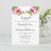 Pink White Floral Greenery Elegant Verloving Kaart (Staand voorkant)