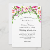 Pink White Floral Greenery Elegant Wedding Kaart (Voorkant)