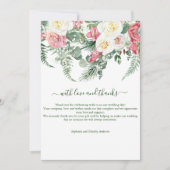 Pink White Floral Greenery Eucalyptus Wedding Bedankkaart (Voorkant)